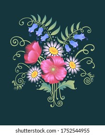 Bouquet de flores silvestres. Gráficos vectoriales