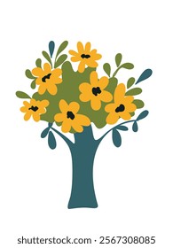 bouquet of yellow flowers, color vector illustration