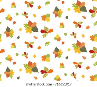 Bouquets of autumn leaves, seamless pattern