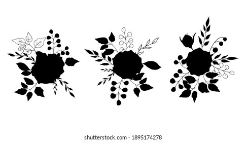 Bouquets aus schwarzen Rosen. Vektorgrafik.