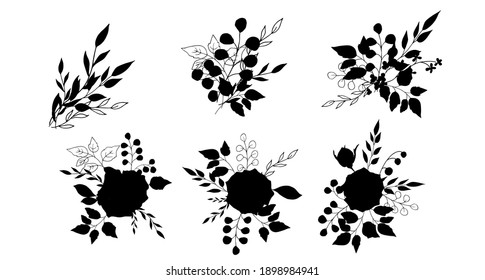 Bouquets de rosas negras. Ilustración vectorial.