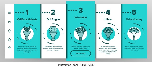 Bouquets, Bunches Of Flowers Vector Onboarding Mobile App Page Screen. International Womens Day, Birthday, Romantic Present. Natural, Traditional Gift For Girls, Women, Ladies. Roses Illustration