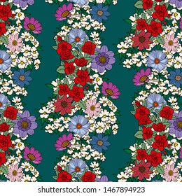 Bouquets of flowers and branches with flowers on a light background. Floral background.