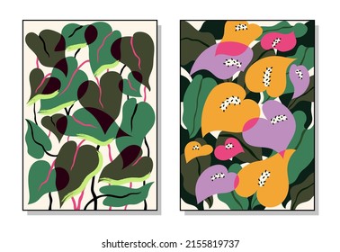 Bouquets of flowers. Drawing style. Colorful illustrations of flowers for covers, pictures. Interior painting. Flat design. Hand drawn fashion vector illustration.