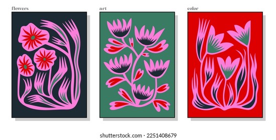 Bouquets of flowers. Drawing style. Colorful illustrations of flowers for covers, pictures. Interior painting. Small graphics. Hand drawn fashion vector illustration.