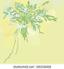 Bouquets in pastel scale. Design of a floral bouquet. Spring bouquet with Ranunculus.