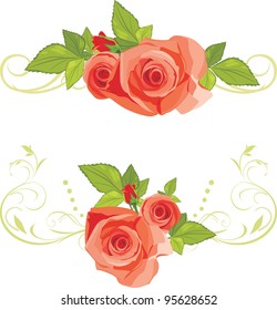 Bouquets of roses. Decorative borders. Vector