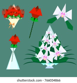 Bouquets of roses and orchids, for odinochnke flowers chektor, symbols, vector