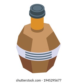 Icono de la botella de Borbón. Isometric, icono vectorial de botellas borbónicas para diseño web aislado en fondo blanco