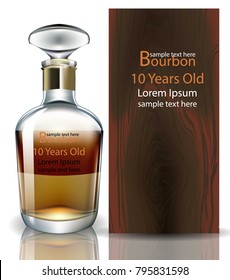 Bourbon bottle realistic Vector. product packaging mock up