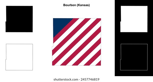 Bourbon County (Kansas) outline map set