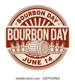 Bourbon Day, June 14, Rubber Stamp, Vector Illustration