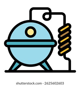 Bourbon production process icon. Outline bourbon production process vector icon color flat isolated