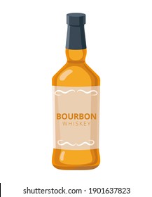 Bourbon whiskey bottle - vector illustration in flat design isolated on white background