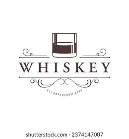 Bourbon whiskey logo with luxury retro vintage decoration. for labels, badges, bars, restaurants.