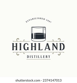 Bourbon whiskey logo with luxury retro vintage decoration. for labels, badges, bars, restaurants.