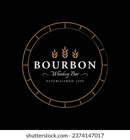 Bourbon whiskey logo with luxury retro vintage decoration. for labels, badges, bars, restaurants.