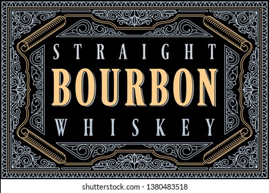 Bourbon Whiskey - Ornate Vintage Decorative Label