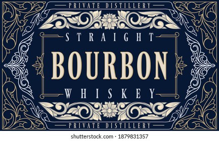 Bourbon Whiskey - Ornate Vintage Decorative Label