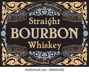 Bourbon Whiskey - etiqueta decorativa vintage ornamental