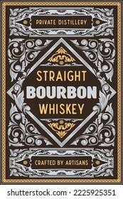 Bourbon Whiskey - ornate vintage decorative label