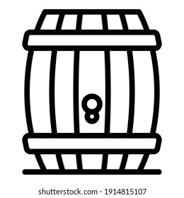 Bourbon Wood Barrel Icon. Outline Bourbon Wood Barrel Vector Icon For Web Design Isolated On White Background