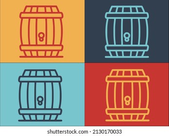 Bourbon Wood Barrel Logo Template, Simple Flat Icon Of Wood,barrel,whiskey