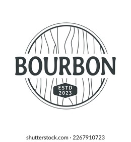 Bourbon Wooden Barrel Keg Emblem can be used for Classic American Beer Logo Design