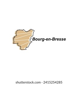 Stadtplan Bourg en Bresse. Vektorplan Frankreich Land bunter Design, Illustrationsdesign-Vorlage auf weißem Hintergrund