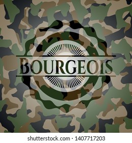 Bourgeois on camouflaged texture. Vector Illustration. Detailed.