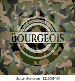 Bourgeois written on a camo texture