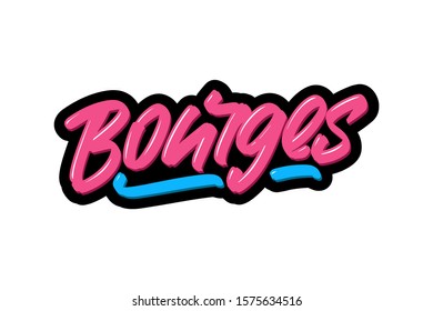 Bourges, France city hand drawn modern brush lettering. Vector illustration logo text for webpage, print and advertising