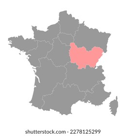 Mapa de Borgoña Franche Comte. Región de Francia. Ilustración vectorial.