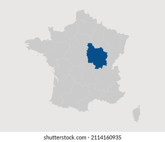 Bourgogne Highlighted on France Map Eps 10