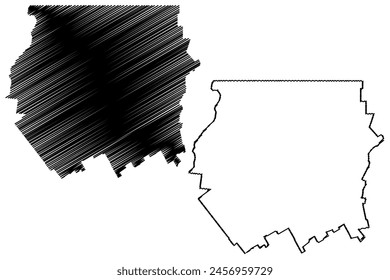 Bourke Shire (Commonwealth of Australia, New South Wales, NSW) map vector illustration, scribble sketch Bourke map