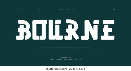 Bourne, Creative digital abstract sport modern alphabet fonts. Typography bold typeface design for sport, technology, fashion, digital, future creative logo font. vector illustration
