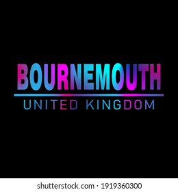 bournemouth uk. Colorful typography text banner. Vector the word bournemouth united kingdom design.