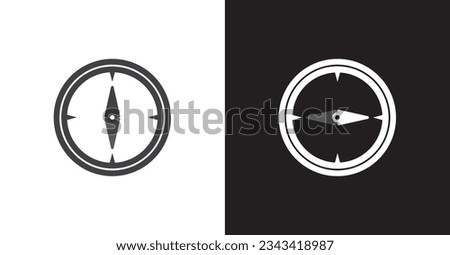 Boussole icône, Compass line vector icon in balck and white background.