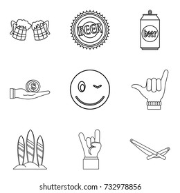 Bout icons set. Outline set of 9 bout vector icons for web isolated on white background