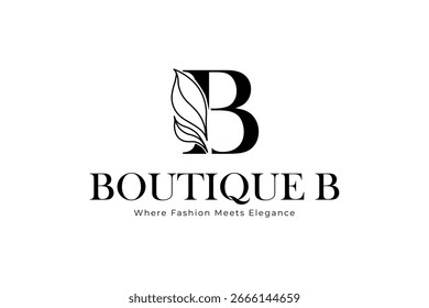 Boutique B Vector con el logotipo de la hoja elegante