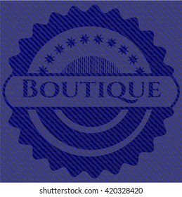 Boutique badge with denim background