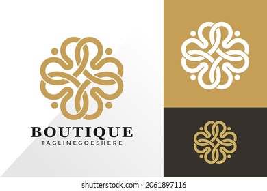 Boutique clover ornament logo and icon design vector concept for template