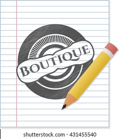 Boutique emblem draw with pencil effect