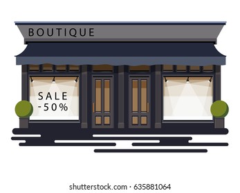 Boutique facade. Illustration of a boutique in a flat style. Vector illustration Eps10 file