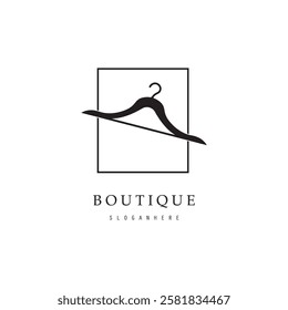 Boutique fashion logo. Mannequin dress and handbag on pink background.Women's clothing logo with hanger, luxury clothes.Logo for business,boutique,fashion shop,model,shopping and beauty. 