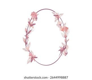 Boutique floral frame with foliage isolated on white background