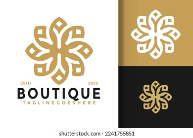 Boutique Flower Letter H Logo Design Vector Illustration Template