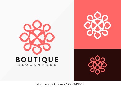 Diseño del Logotipo de Flor Boutique. Diseños de logotipos de ideas modernos Modelo de ilustración de vectores