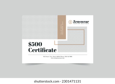 Boutique gift certificate template. A clean, modern, and high-quality design gift certificate vector design. Editable and customize template gift certificate
