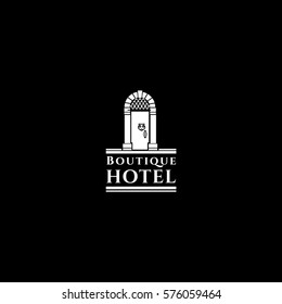 Boutique hotel luxury vector logo design template